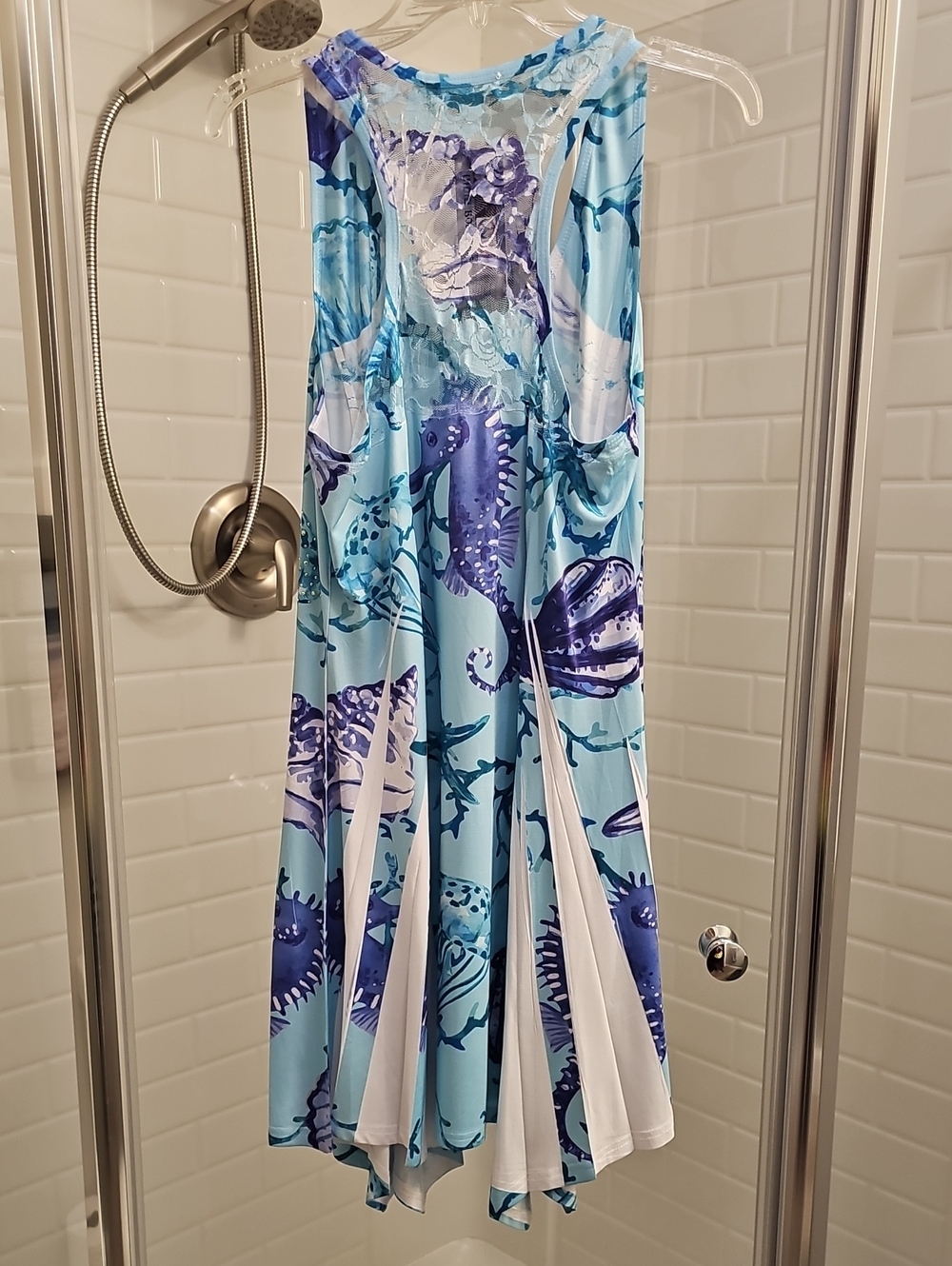 India Boutique Aqua and Blue Floral Lace Dress/Cover Up. NWT. - Picture 5 of 8